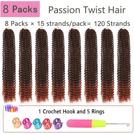 Passion Twist Hair 24 Inch 8 Packs Water Wave Crochet Hair Curly Braiding Hair For Butterfly Locs Long Bohe Crochet Braids (24 Inch (Pack of 8), T350)