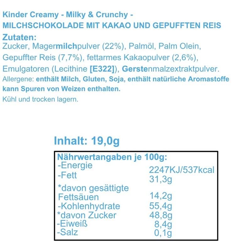 Kinder Creamy Pack of 24 Milky and Cocoa Chocolate with