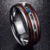 Vakki 8mm Mens Wedding Bands with Hawaiian Koa Wood Abalone