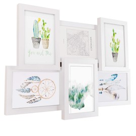 EUGAD Picture Frame for 6 Photos 10 x 15 cm Each Picture Gallery Photo Frame Made of MDF Board Wall Mounting Choice of 3 Colours