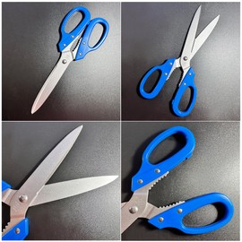 Multipurpose Kitchen Shears Heavy Duty Japan Tanaka Scissors Diamond Cut Stainless Steel 타나카 방산시장 강주은 주방가위 (Blue)