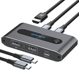 AILVLVNG HDMI KVM Switch 2 PC 1 Monitor, 4K @ 60Hz USB C KVM Switches 2 Port for 2 Computers Share Single Monitor and 2 USB A Devices and 1 Type-C Device, Supports 100 W PD Fast Charging
