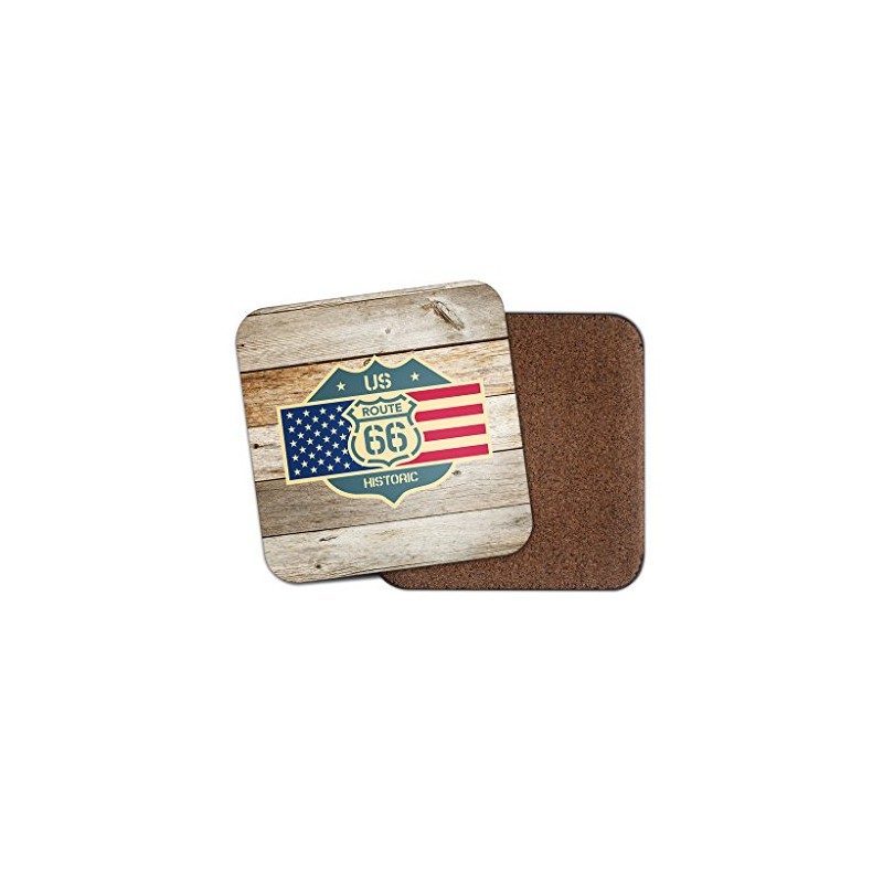 Route 66 American Cork Coasters (#4043) - Wooden Coasters
