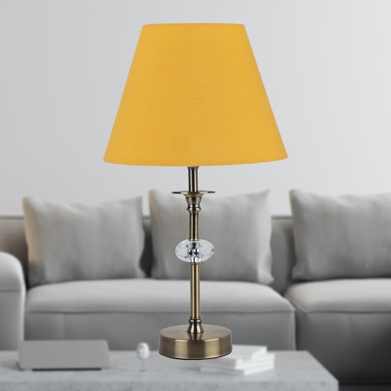 Set of 2 Ochre Fabric Table Lamp Shades, Lampshade for