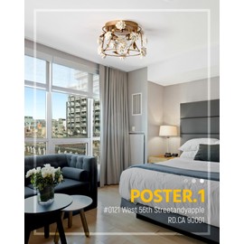 SONLA Flush Mount Ceiling Light Fixture, Vintage Ceramic Flowers Ceiling Light Fixture, Gold Ceiling Lighting, Hallway Lighting Fixtures Ceiling C2801-4