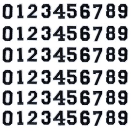 J.CARP 60Pcs Black Number 0 to 9 Patches Iron on Sew on Letters for Clothing, Hats, Shoes, Backpacks, Handbags, Jeans, Jackets etc.