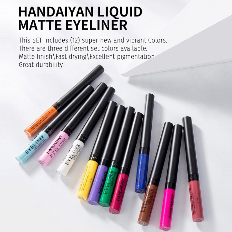 HANDAIYAN 12 Color Matte Liquid Eyeliner Set Eye Makeup Liquid