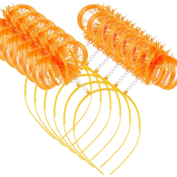 WILLBOND 6 Pieces Tinsel Wrapped Ponytails Headbands Costume Party Headwear Accessory Halloween Head Bopper for Party Accessory (Orange), 3.9 x 5.1 inches