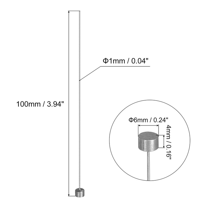 sourcing map Straight Ejector Pins, 1mm(0.04") Dia. 65Mn Steel Round