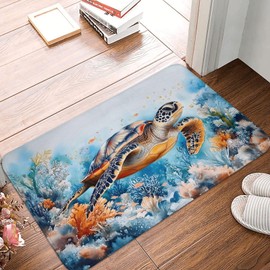 HGSCHYU Sea Turtle Bathroom Rugs 24x16in Entryway Rug Ocean Animal Bath Mats Non-Slip Absorbent Home Decor Rugs