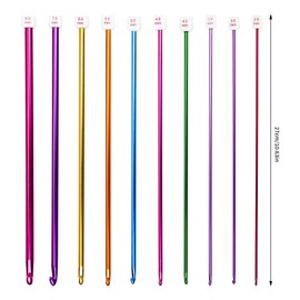 23 Pieces Tunisian Crochet Hooks Kit Including 12pcs 3-10 mm Bamboo Knitting Needle with Bead Carbonized Bamboo Needle + 11pcs 2-8 mm Multi Color Tunisian Afghan Aluminum Crochet Hooks