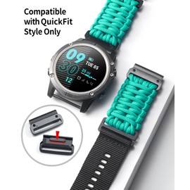 BINLUN Compatible with Garmin Watch Strap 20mm/22mm/26mm 550 Paracord Rugged Military Braided Nylon Watch Band Design for Garmin Fenix/Fit for Forerunner for MARQ for Descent