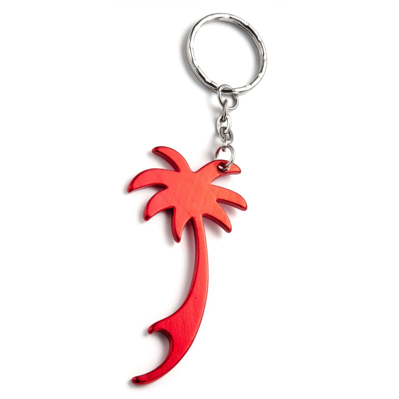 Komonee Palm Tree Red Keychain Bottle Opener Key Chain Metal