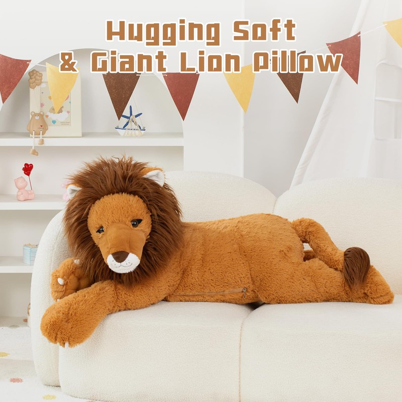 Tezituor 43.3inch Giant Lion Stuffed Animals, Realistic Large Stuffed Lion