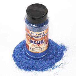 Aslanka 140 g Holographic Glitter Powder, Blue Glitter Powder, Glitter Powder, Colourful Iridescent for Nail Art, Epoxy Resin, Eyeshadow, Face, Crafts, DIY