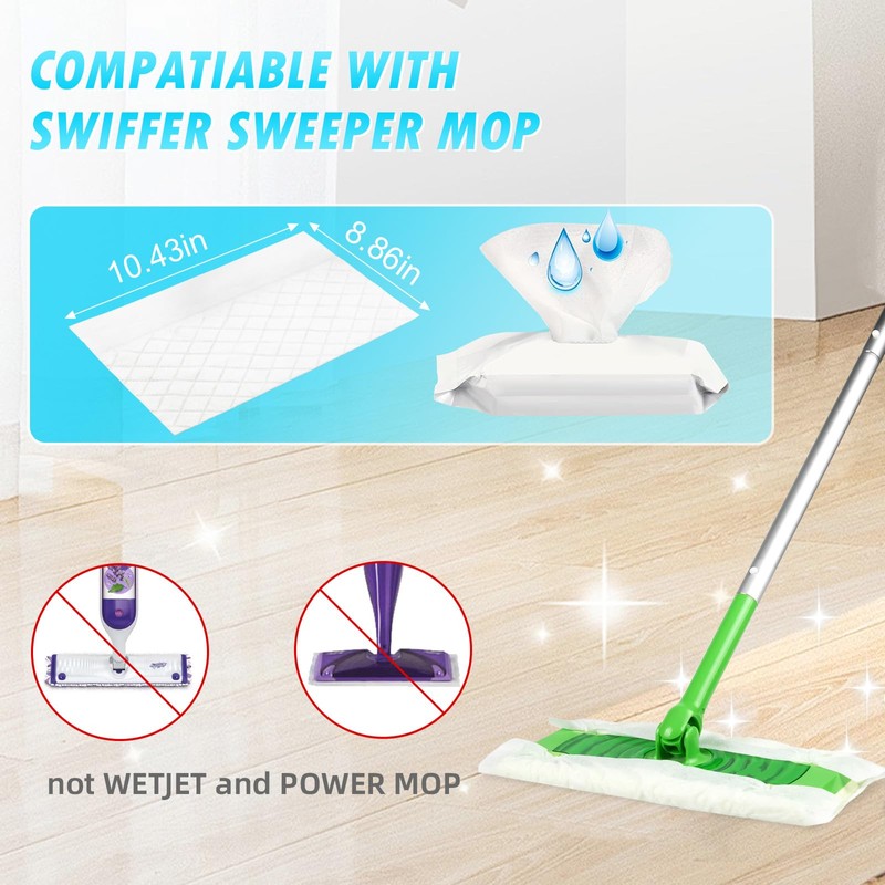24 Count Unscented Upgraded Wet Mop Refills for Swiffer Sweeper