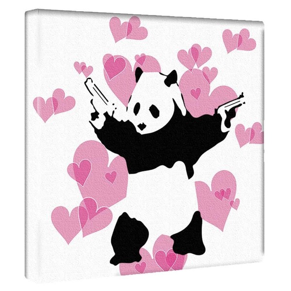 Banksy Design Japanese Official License Panda Heart Graffiti Street 39.4 x 39.4 inches (100 x 100 cm), Made in Japan, Poster, Stylish, Interior, Restructure, Living Room, Interior Decoration, Bdld-1907-004-XL