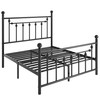 SHA CERLIN 14'' Queen Size Metal Platform Bed Frame/Victorian Headboard