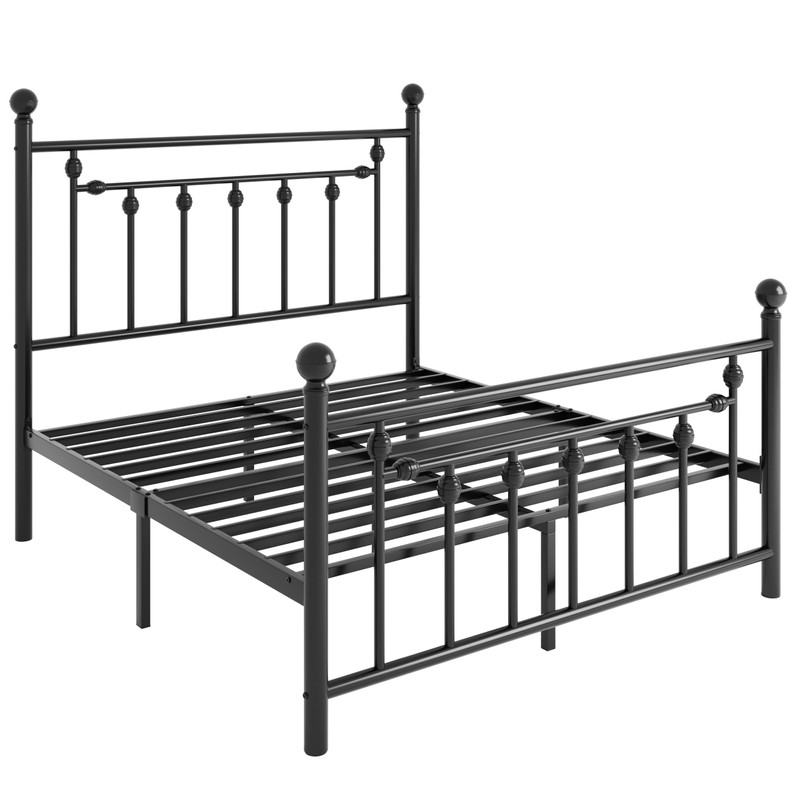 SHA CERLIN 14'' Queen Size Metal Platform Bed Frame/Victorian Headboard