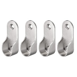sourcing map Oval Closet Rod End Supports, Fit Rod Dia 16mm 4 PCS - Wardrobe Rod Flange Bracket Support - Nickel Plating