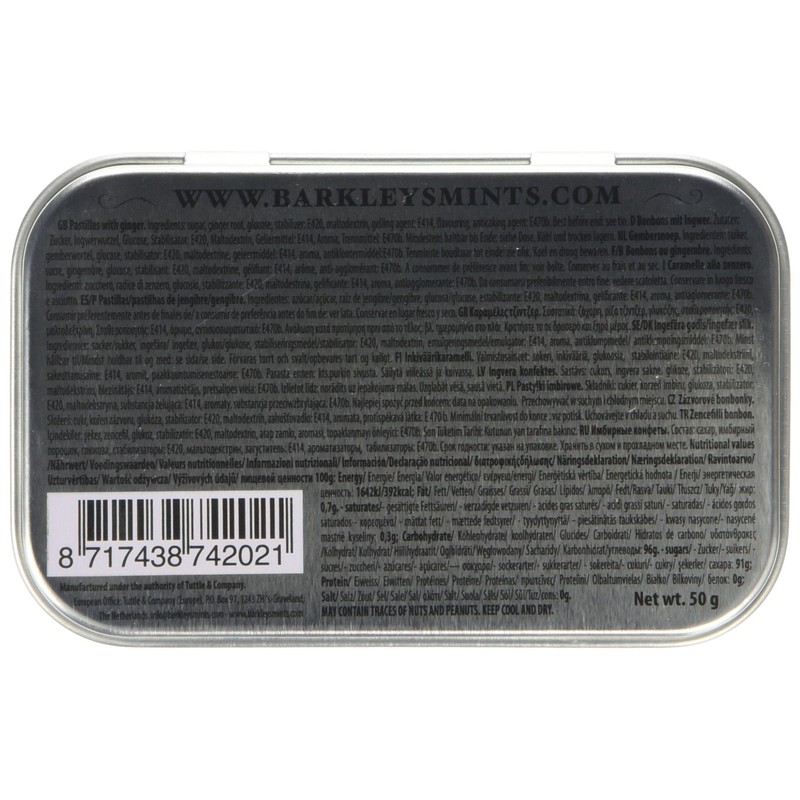 Barkleys Mints Ginger Tastefully Intense Mints Tins 50 g