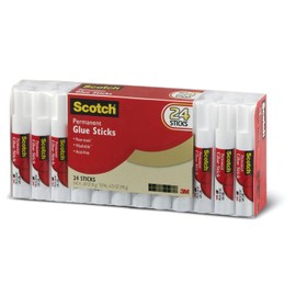 Scotch Glue Sticks 6008-24-S, Permanent Glue Stick 0.28 Ounce (8 gram), 24-Pack | Scotch