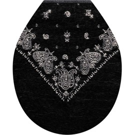 オカトー トイレフタカバー ブラック U型 O型兼用 ツリーオブライフ バンダナ柄