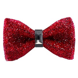 Mantieqingway Bow Ties for Men, Pre Tied Sequin Diamond Bowties with Adjustable Length for Party Wedding Banquet Gift (Red)