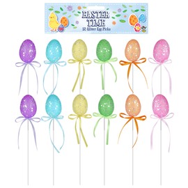 Easter Decorated Eggs, Great for Egg Hunts, Arts and Crafts - 12 Pack Egg Picks