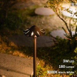 GOODSMANN 2PK Outdoor Low Voltage Pathway Lights 3W Metal Landscape Lighting Kit 180 Lumen 3000K Warm White LED 12 Volt Hardwired Path Lights with Connector and Stake