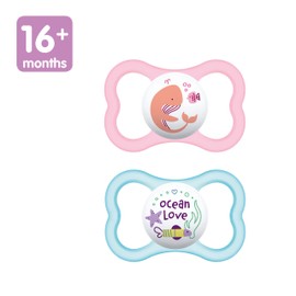 MAM Air Baby Pacifier, For Sensitive Skin, Sterilizer Case, 16+ Months, Girl, 2 Count (Pack of 1)