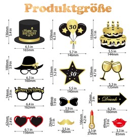 Pack of 34 Photo Box Accessories, 30th Birthday Decoration, Party Accessories, Table Decoration Birthday and 1 Inflatable Photo Frame for 30th Birthday Girls and Boys, Variety Party Decoration