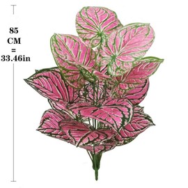 Artificial Potted Caladium Plant with Lifelike Green Leaves, Ornament Artificial Plants Simulated Potted Bonsai Decoration Tree Leaf Potted Garden Floor Home Room Decorate (Red(No Flowerpot), 85cm)