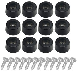 1.02" Medium Hard Rubber Bumper Feet with Stainless Washer and Screws, Soft, Non Slip, Non Marking, Fine Grips for Appliances, Furniture, Electronics （12 Pack）