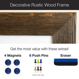 Excello Global Products Dry Erase Cork Board Combo: Magnetic White Board with Cork Bulletin & Rustic Wooden Frame for Home, School, Office - 24"x36"