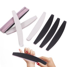 Hwsyin Pack of 12 Professional Nail Files, Black 100/180 Grit with White 180/240 Nail Files for Gel Nails, Core Colour Purple, Washable Double-Sided Nail Files for Salon, Nail Studio and Home