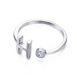 VIKI LYNN Women Ladies Girls 925 Sterling Silver Adjustable H Initial Rings Size J