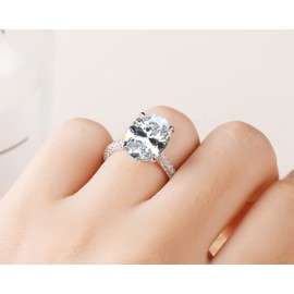 AINUOSHI Engagement Rings, Sterling Silver Rings for Womens,5 Carat Oval Cut Women Wedding Rings(White/Rose)