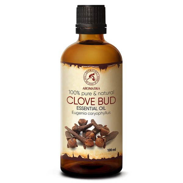 Clove Oil 100 ml - 100% Natural Clove Essential Oil - Pure Clove Bud Oil - Eugenia Caryophyllus - Indonesia - for Beauty - Aroma Diffuser - Oil Burner - Clove Bud Oil - Clove Bud Oil