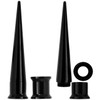 2-in-1 Set Ear Piercing Acryl, Flesh Tunnels and Stretcher, Black,
