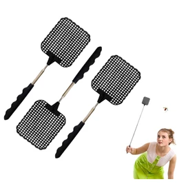 Fly Swatter, Fly Swatter, Extendible Fly Swatter, Fly Swatter, Black, Telescopic Fly Swatter for Flies Mosquitoes and Insects Pack of 3