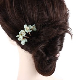 1PC Green Hair Fork Clip,Chinese Style Vintage Hair Stick Hairpin U Shaped Hairpin Hair Pin Fork Sticks Side Hair Comb 4 Prong Hair Bun Hairpin Sticks Hair Pins Hair Accessories