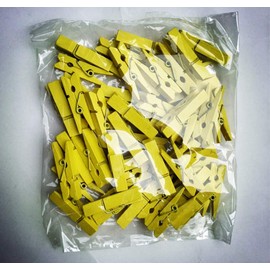 DurReus Sturdy Clothes Pegs Clamps DIY Craft Mini Colored Wood Clothespins Clip Holiday Christmas Cards with Twine Pack 50 Yellow