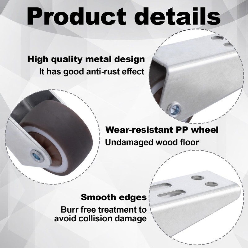 Deozu 4 Pcs Low Profile Casters, Rubber Low Profile Caster