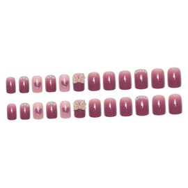 Healvian 24pcs Women's Decorative Fake Nails Press on Butterfly Heart Design for Stylish Manicure