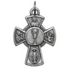 Four Way Cross Medal Pendant | Silver-Tone Metal with Embossed