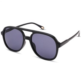 Pro Acme Vintage 70s Aviator Sunglasses for Womens Mens Retro Square Shades Double Bridge Sun Glasses UV400 Protection (Black/Grey)