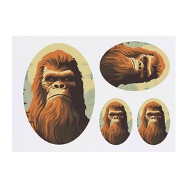 4 x 'Bigfoot Portrait' Temporary Tattoos - Water Resistant, Skin-Safe, Non-Toxic Transfers, Mixed Sizes (TO00083608)