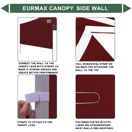 Eurmax USA 10ft Instant Canopy SunWall Canopy Tent Sidewall for Pop Up Canopy Tent,1 Pack Removable Sidewall Only(Burgundy)