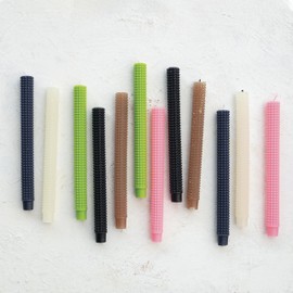 Creative Co-Op Hobnail Taper Candles in Box, Pink, Set of 2